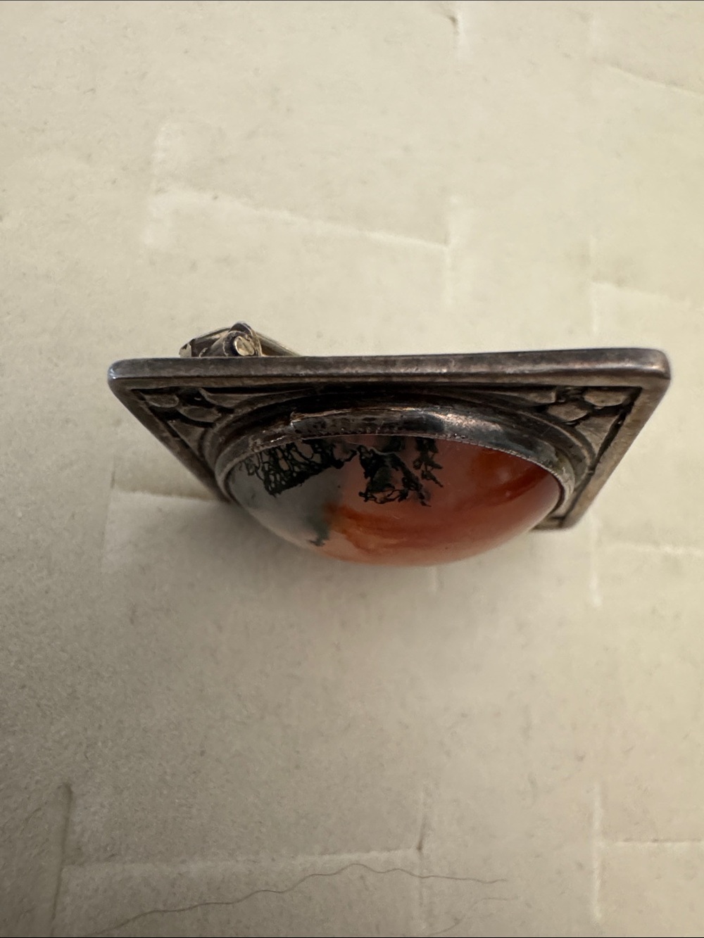 John Hart Iona Sterling Silver Scottish Moss Agate Brooch 1961 hallmarked - Picture 3 of 8